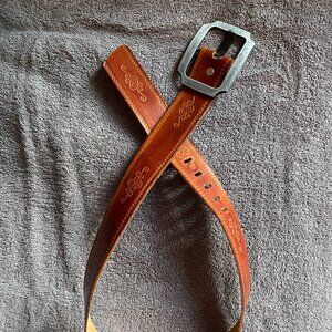 Tooled Leather Belt Small Jeans